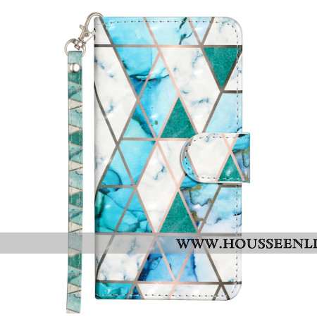 Housse Samsung Galaxy S25 FE Marbre Bleu à Lanière