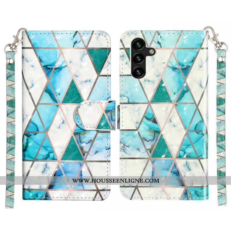 Housse Samsung Galaxy S25 FE Marbre Bleu à Lanière