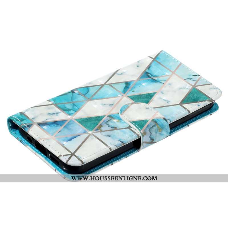 Housse Samsung Galaxy S25 FE Marbre Bleu à Lanière