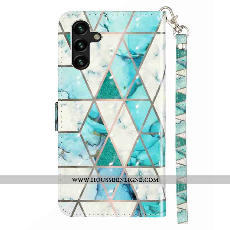 Housse Samsung Galaxy S25 FE Marbre Bleu à Lanière