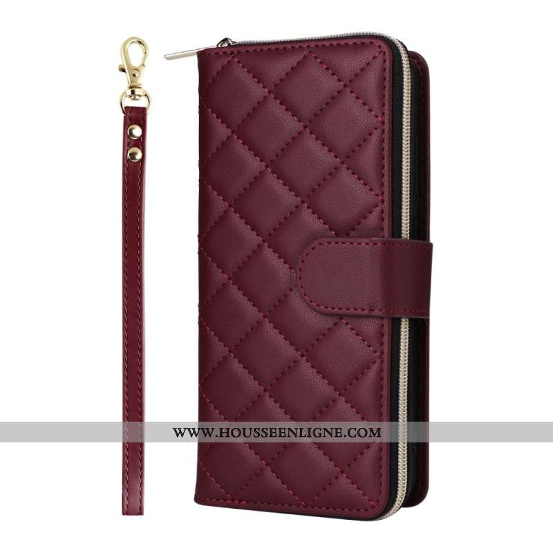 Housse Samsung Galaxy S25 FE Matelassée avec Lanière et Bandoulière