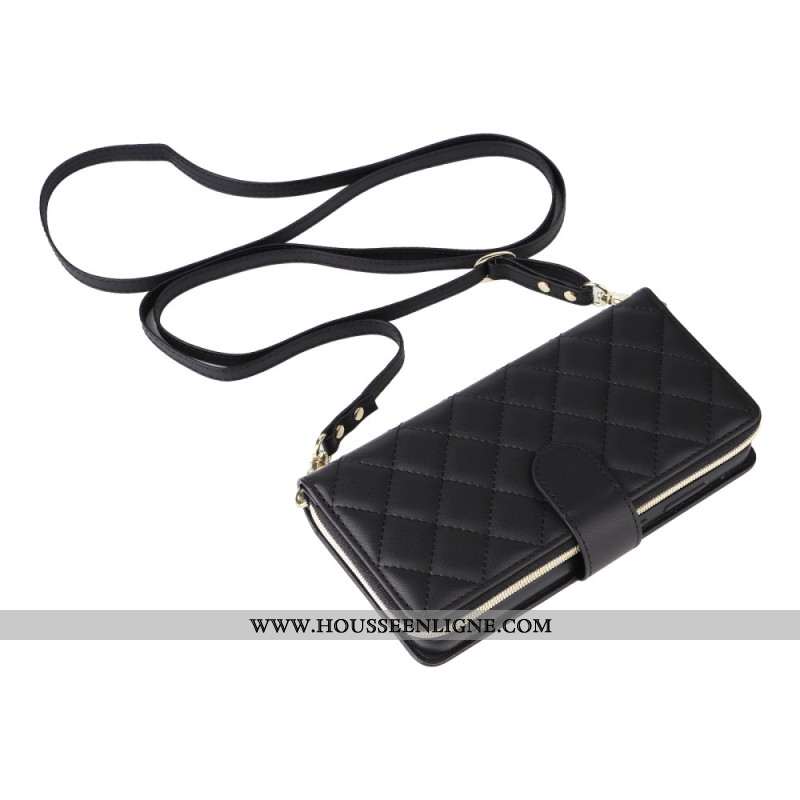 Housse Samsung Galaxy S25 FE Matelassée avec Lanière et Bandoulière