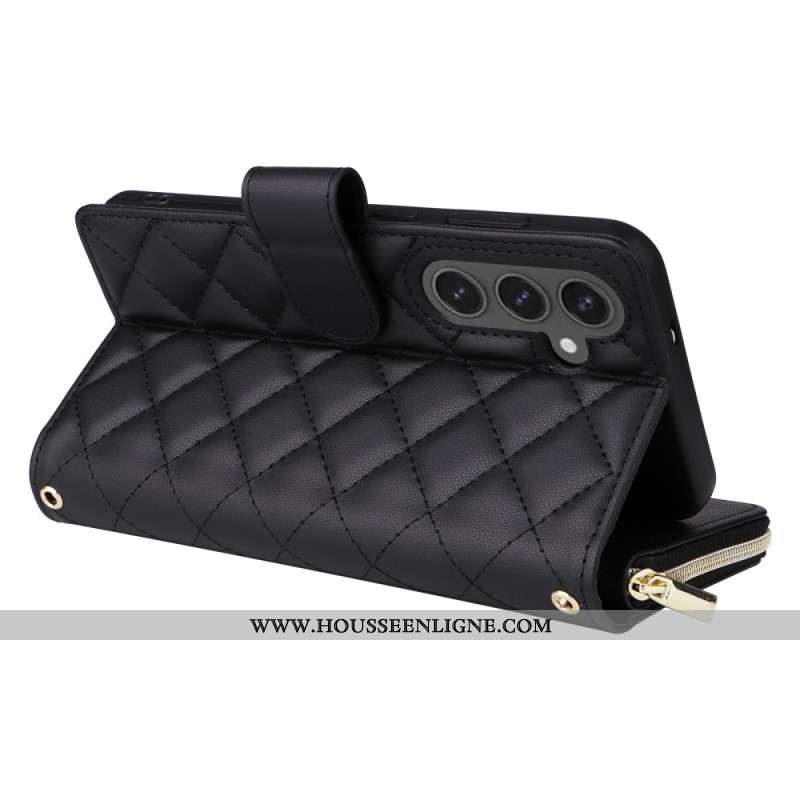 Housse Samsung Galaxy S25 FE Matelassée avec Lanière et Bandoulière