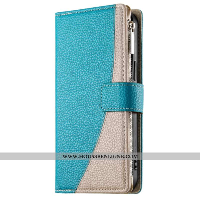 Housse Samsung Galaxy S25 FE Portefeuille Zippé en Cuir avec Sangles