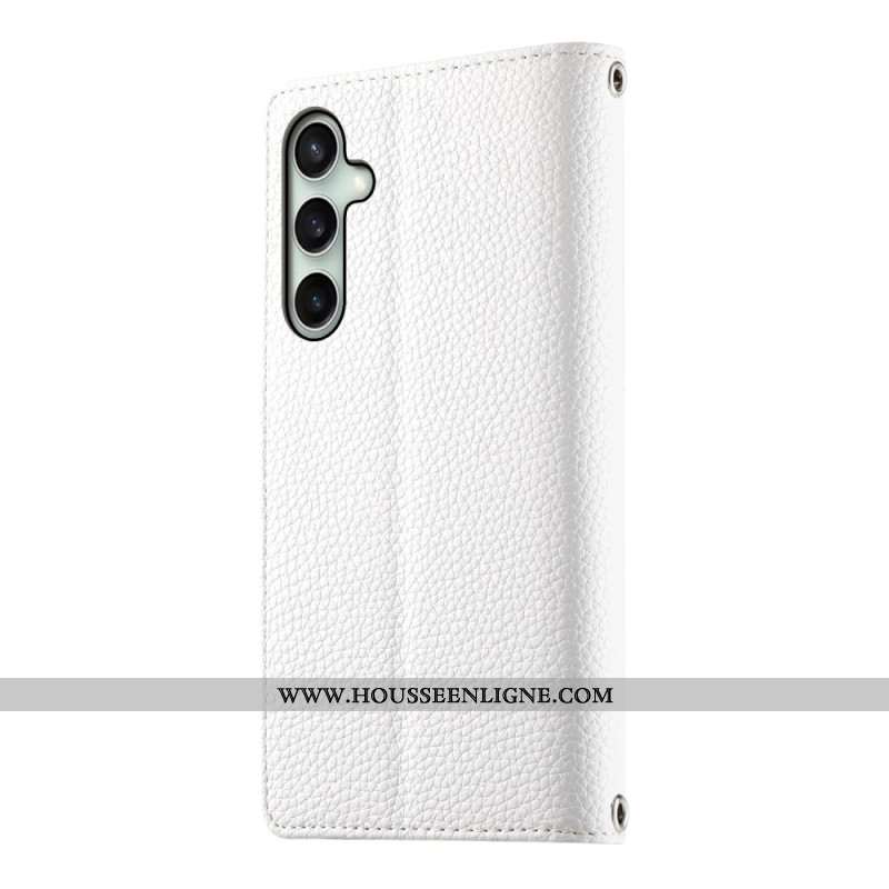 Housse Samsung Galaxy S25 FE Portefeuille Zippé en Cuir avec Sangles