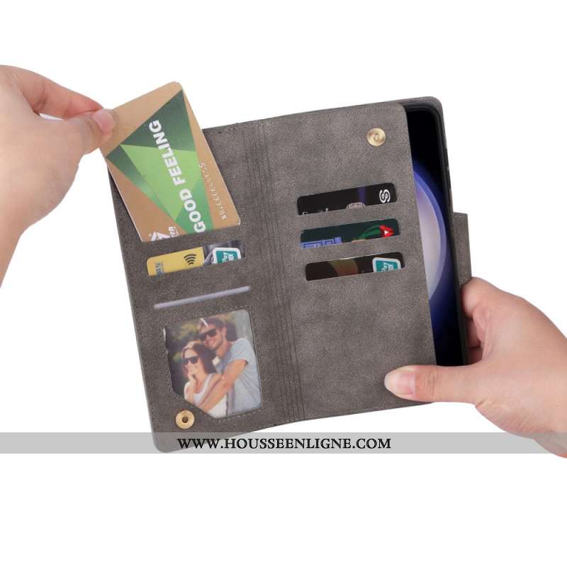 Housse Samsung Galaxy S25 FE Portefeuille avec Fermeture Éclair