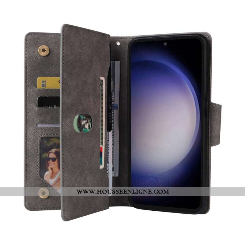 Housse Samsung Galaxy S25 FE Portefeuille avec Fermeture Éclair