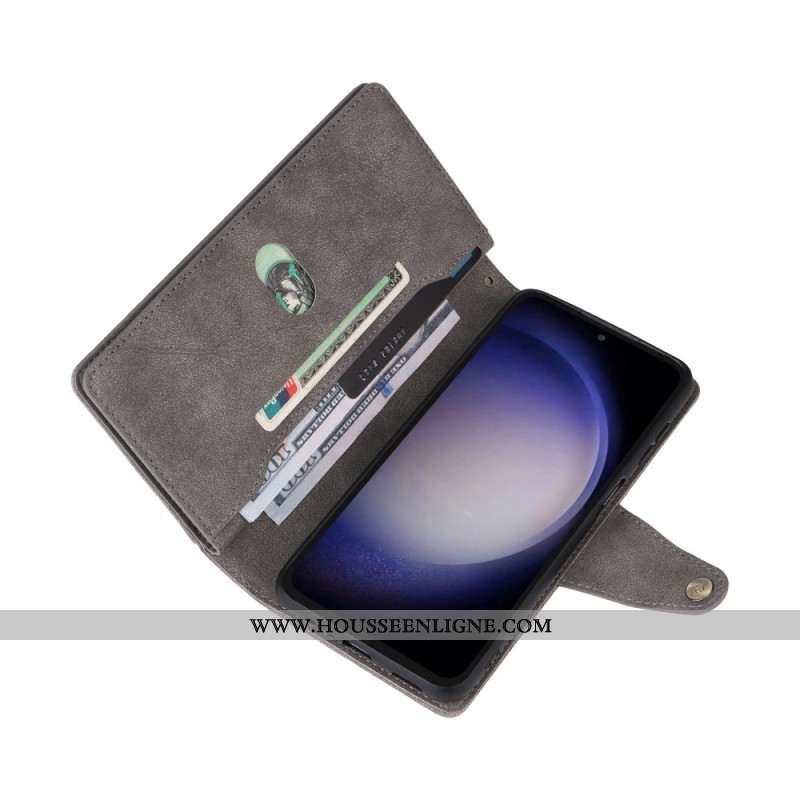 Housse Samsung Galaxy S25 FE Portefeuille avec Fermeture Éclair