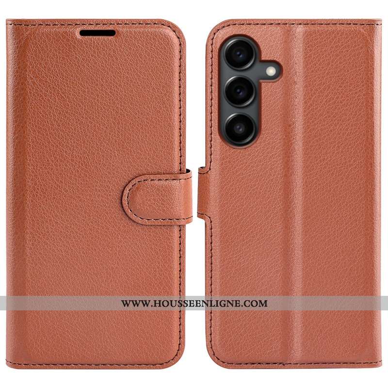 Housse Samsung Galaxy S25 FE Simili Cuir Litchi