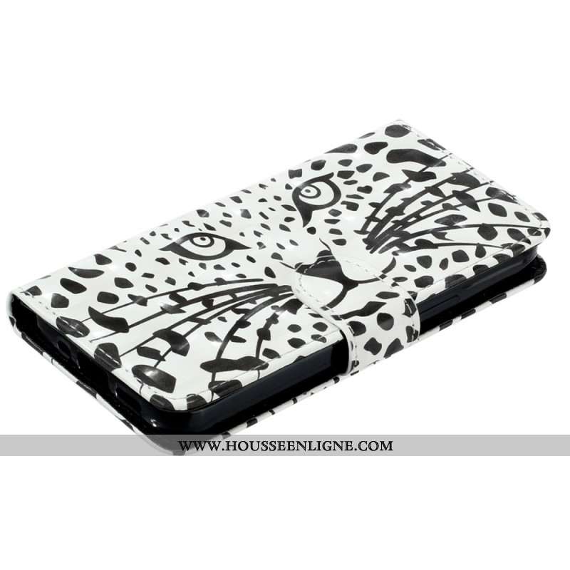 Housse Samsung Galaxy S25 FE Tête de Léopard à Lanière