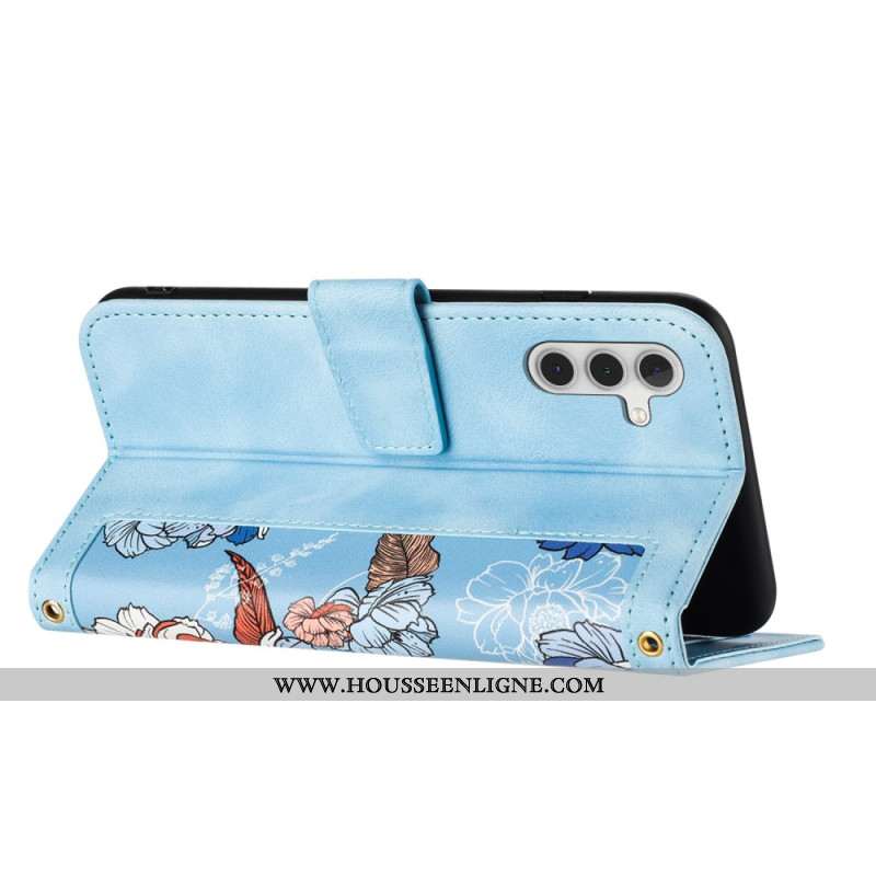 Housse Samsung Galaxy S25 Plus 5G Design Floral avec Lanière