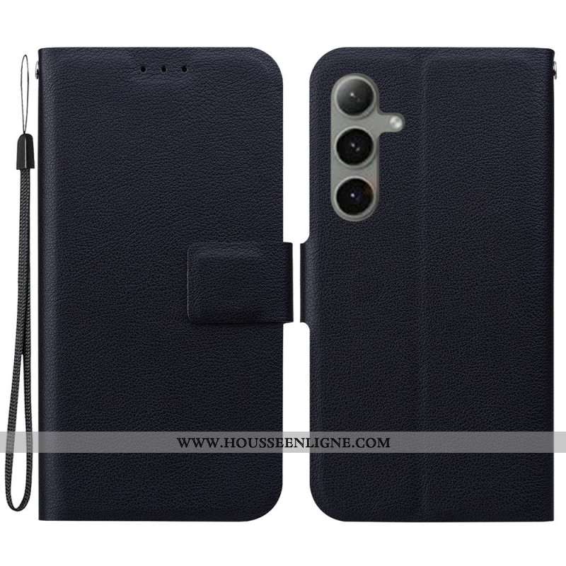 Housse Samsung Galaxy S25 Plus 5G Effet Cuir Uni à Lanière