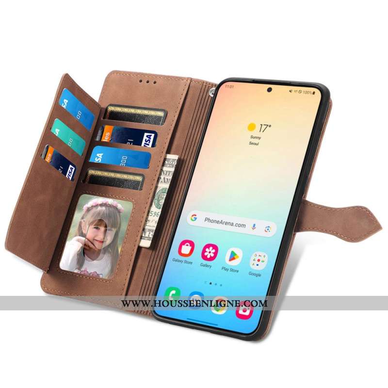 Housse Samsung Galaxy S25 Plus 5G Effet Daim Dentelle à Lanière