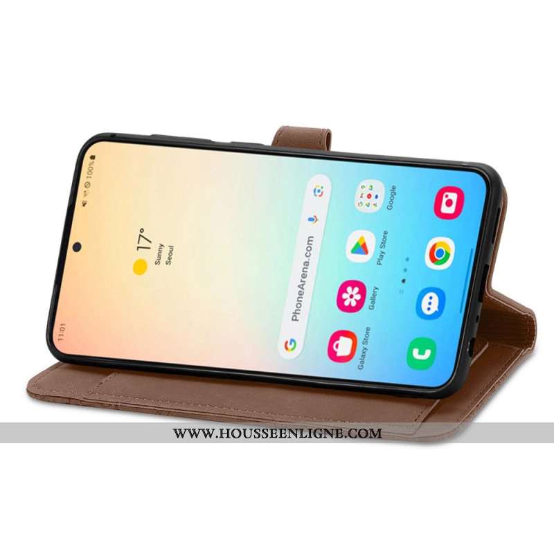 Housse Samsung Galaxy S25 Plus 5G Effet Daim Dentelle à Lanière