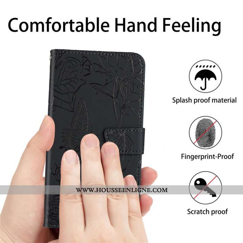 Housse Samsung Galaxy S25 Plus 5G Empreinte Papillons à Lanière