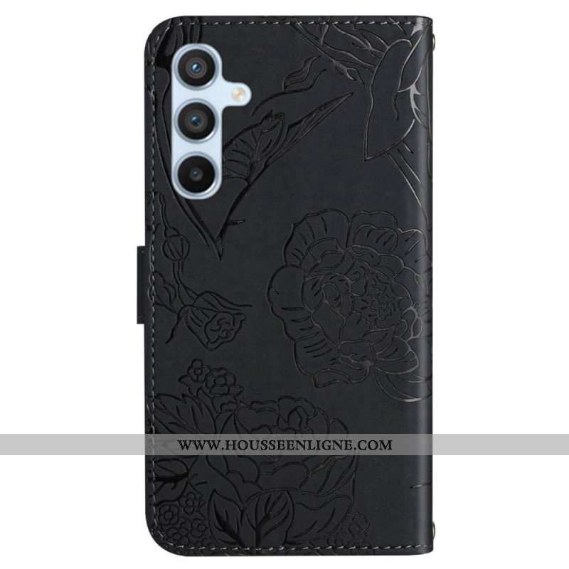 Housse Samsung Galaxy S25 Plus 5G Empreinte Papillons à Lanière