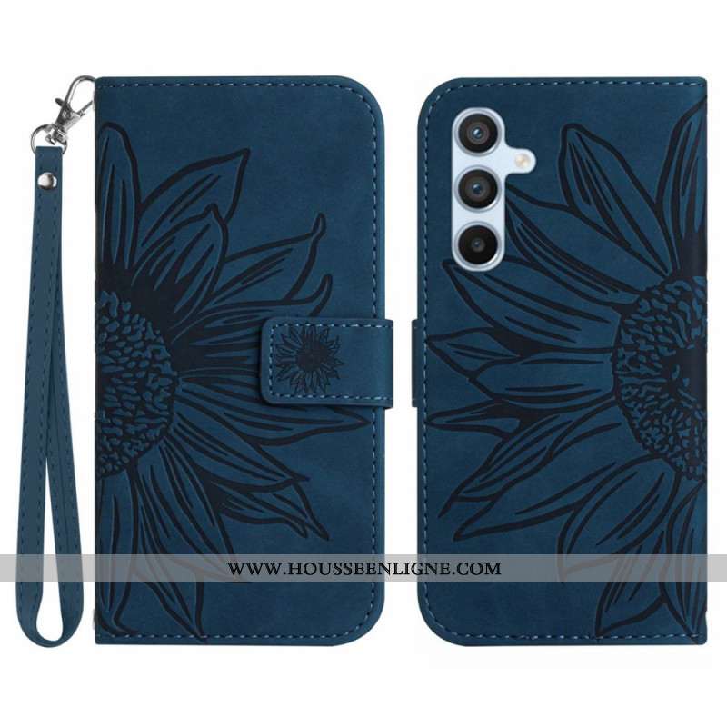 Housse Samsung Galaxy S25 Plus 5G Empreinte Tournesol à Lanière