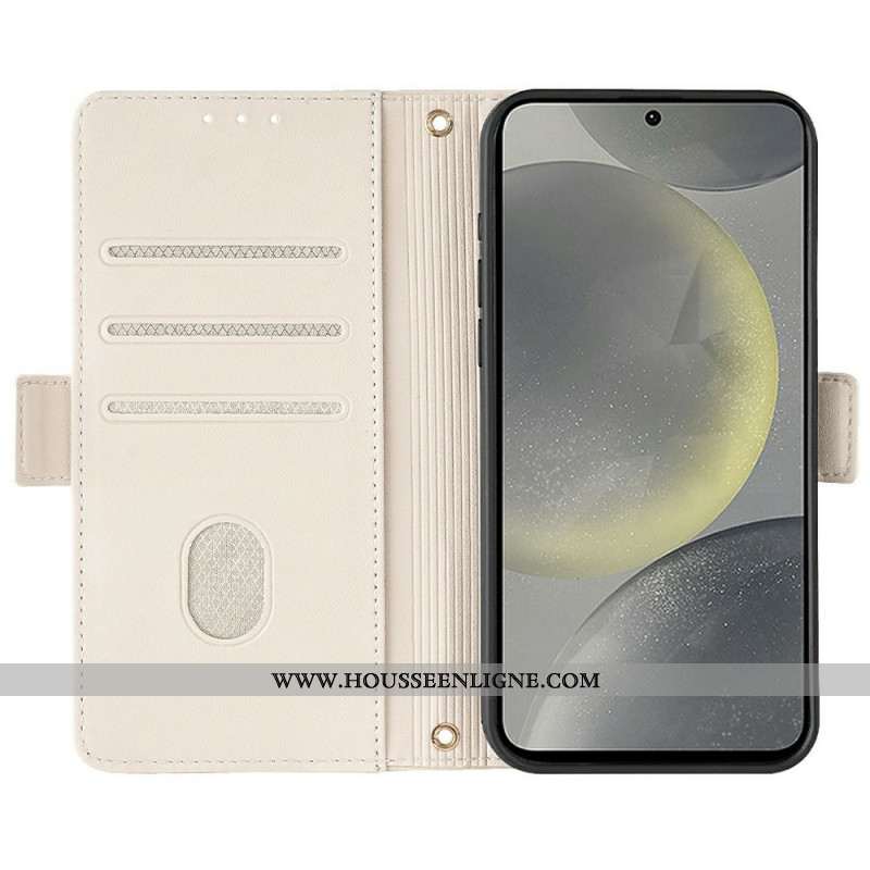 Housse Samsung Galaxy S25 Plus 5G Fermoir Doré à Lanière