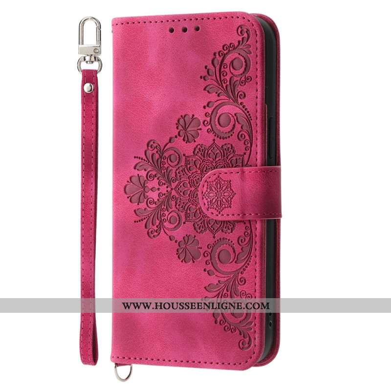 Housse Samsung Galaxy S25 Plus 5G Motif Floral et Sangles
