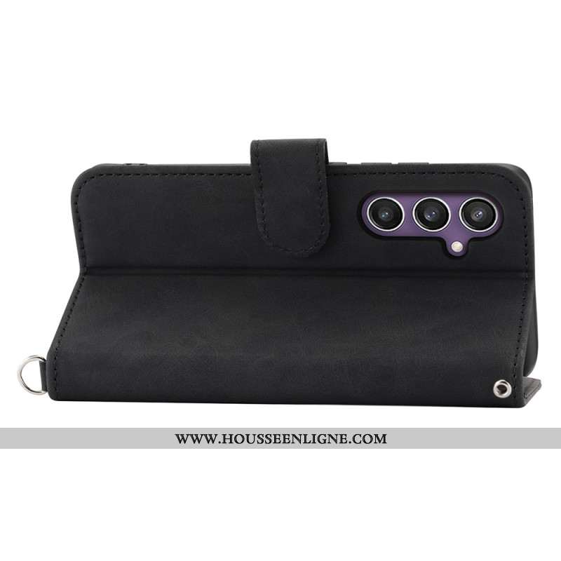 Housse Samsung Galaxy S25 Plus 5G Motif Floral et Sangles