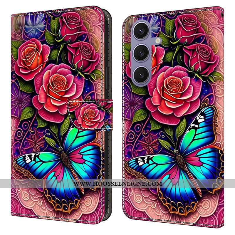 Housse Samsung Galaxy S25 Plus 5G Papillon Bleuté