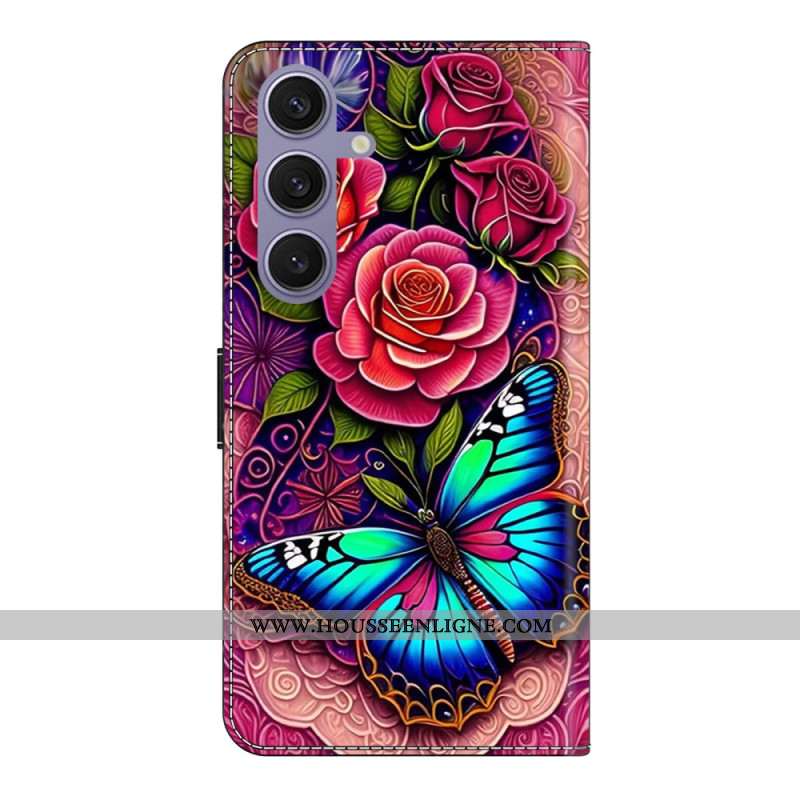 Housse Samsung Galaxy S25 Plus 5G Papillon Bleuté