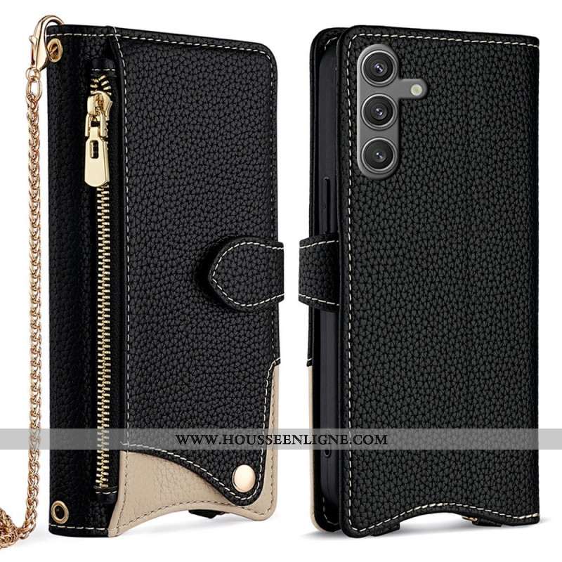 Housse Samsung Galaxy S25 Plus 5G Portefeuille avec Chaîne