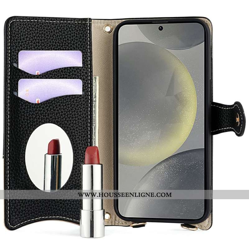 Housse Samsung Galaxy S25 Plus 5G Portefeuille avec Chaîne