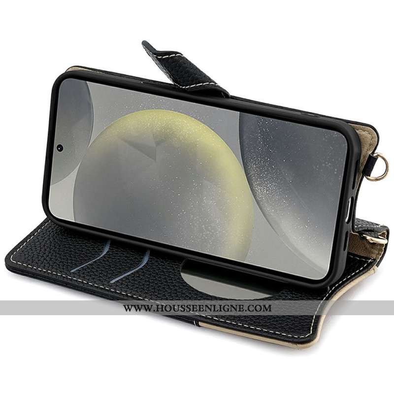 Housse Samsung Galaxy S25 Plus 5G Portefeuille avec Chaîne