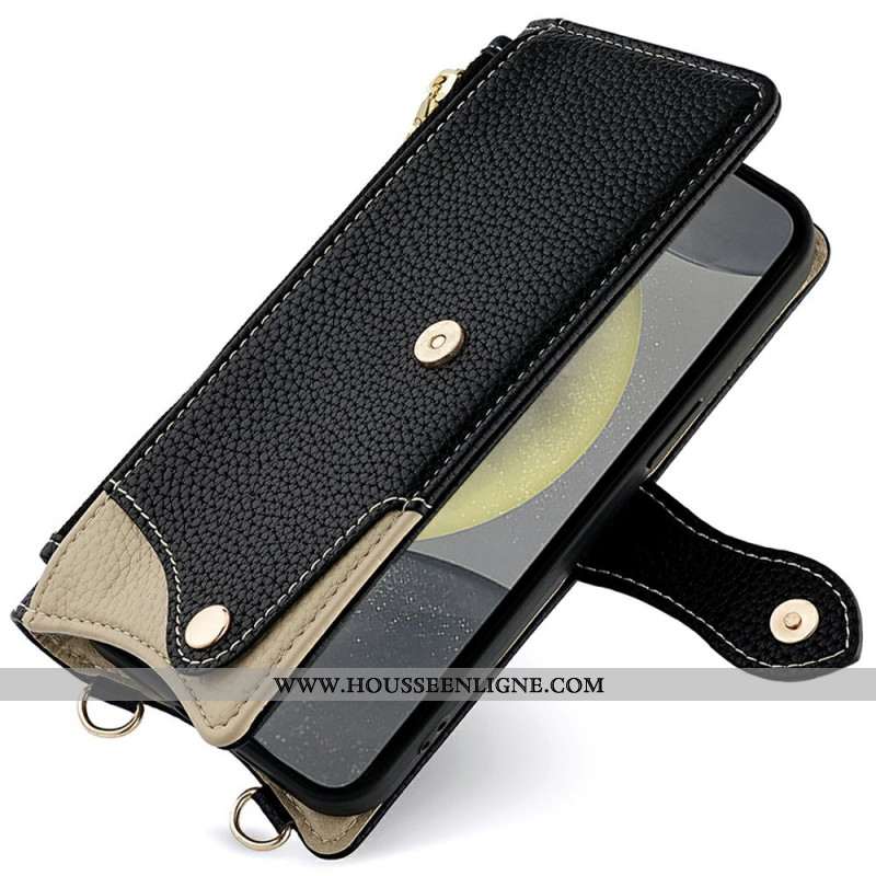 Housse Samsung Galaxy S25 Plus 5G Portefeuille avec Chaîne