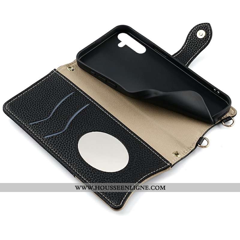 Housse Samsung Galaxy S25 Plus 5G Portefeuille avec Chaîne