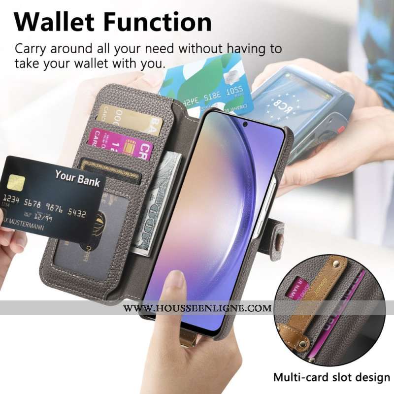 Housse Samsung Galaxy S25 Plus 5G Portefeuille avec Fermeture Éclair