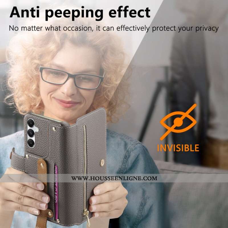 Housse Samsung Galaxy S25 Plus 5G Portefeuille avec Fermeture Éclair