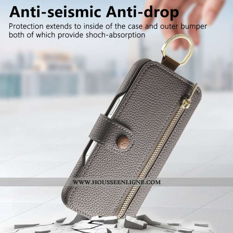 Housse Samsung Galaxy S25 Plus 5G Portefeuille avec Fermeture Éclair