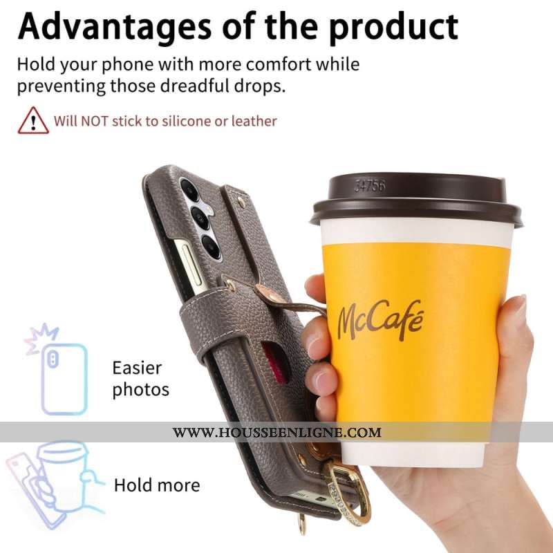 Housse Samsung Galaxy S25 Plus 5G Portefeuille avec Fermeture Éclair