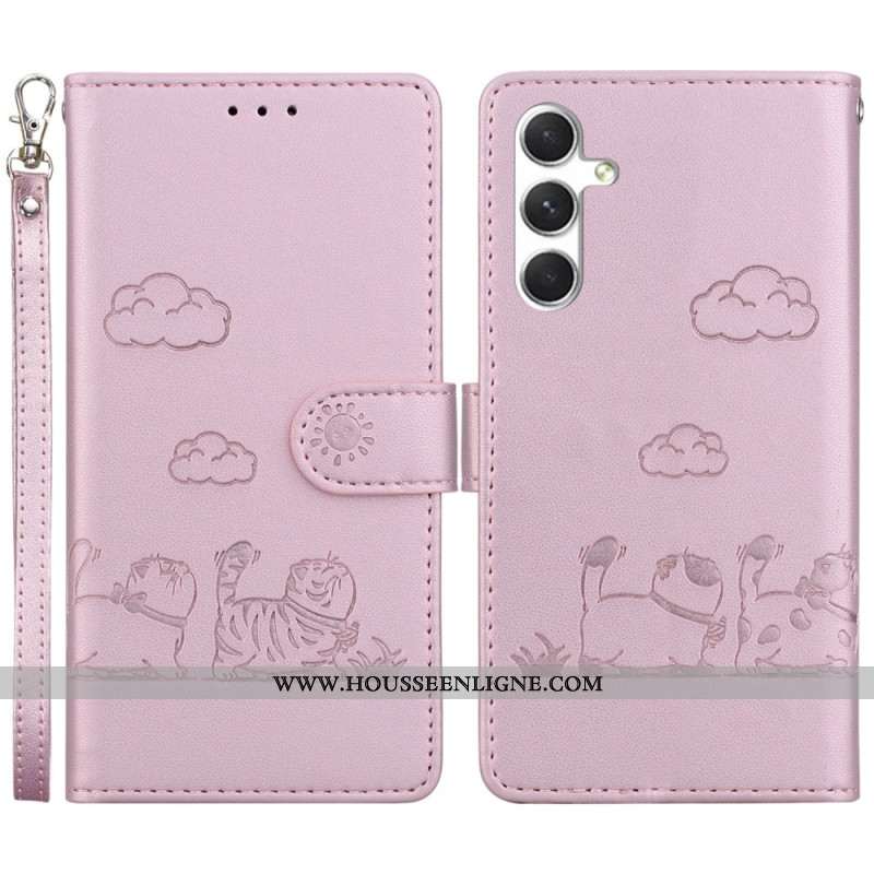 Housse Samsung Galaxy S25 Plus 5G Scène de Chat à Lanière