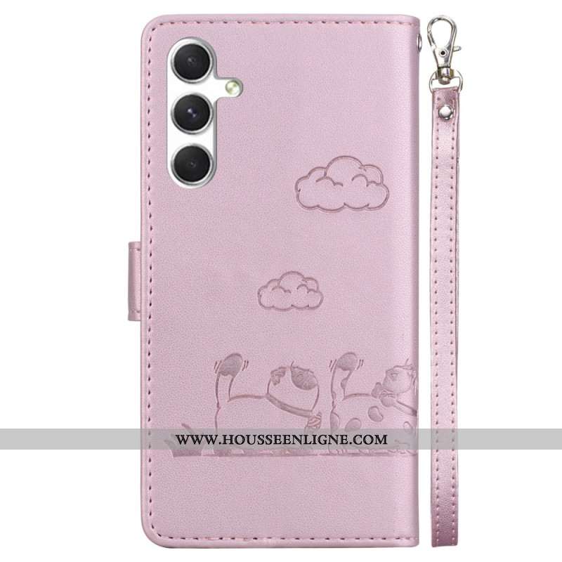 Housse Samsung Galaxy S25 Plus 5G Scène de Chat à Lanière