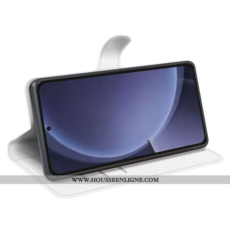 Housse Samsung Galaxy S25 Plus 5G Simili Cuir Litchi Classique