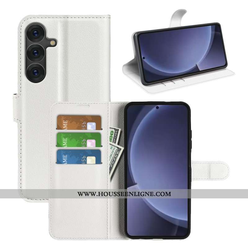 Housse Samsung Galaxy S25 Plus 5G Simili Cuir Litchi Classique