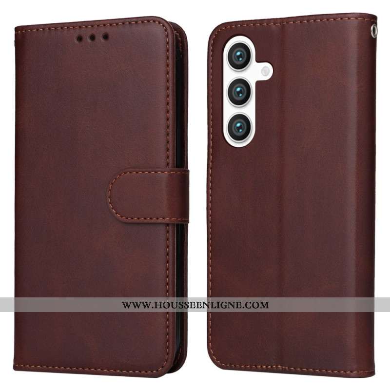 Housse Samsung Galaxy S25 Plus 5G Simili Cuir Uni à Lanière