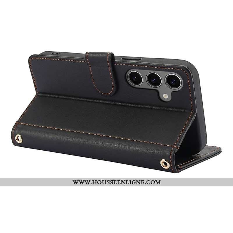 Housse Samsung Galaxy S25 Plus 5G Style Cuir avec Lanière