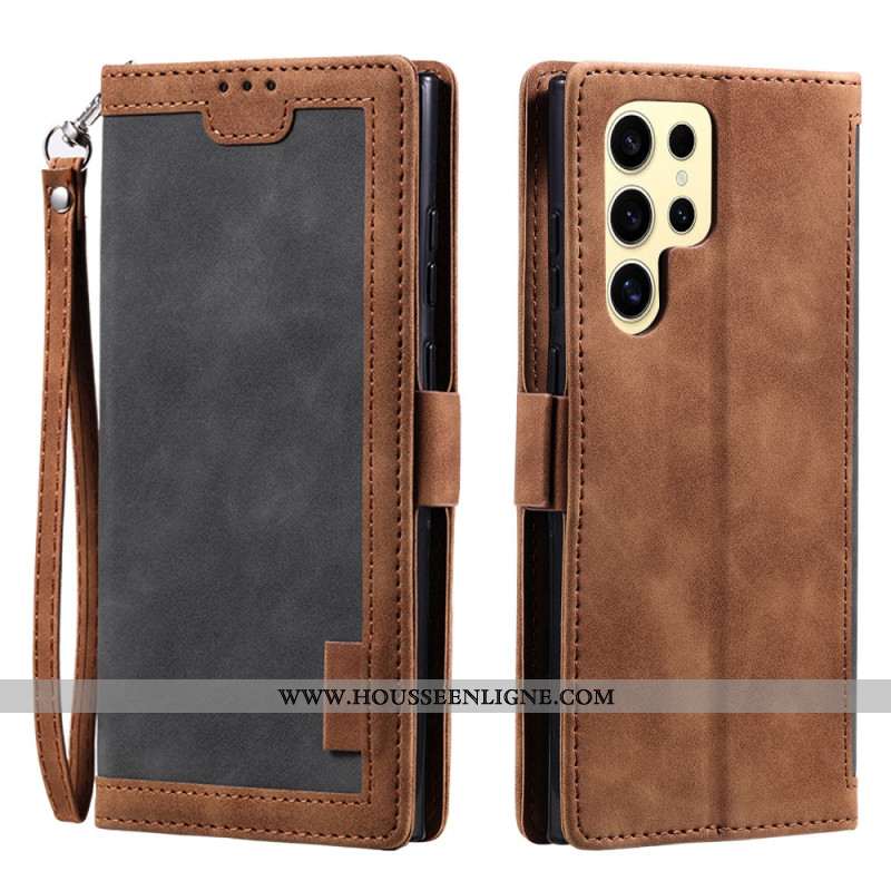 Housse Samsung Galaxy S25 Ultra 5G Bicolore Effet Daim Blocage RFID