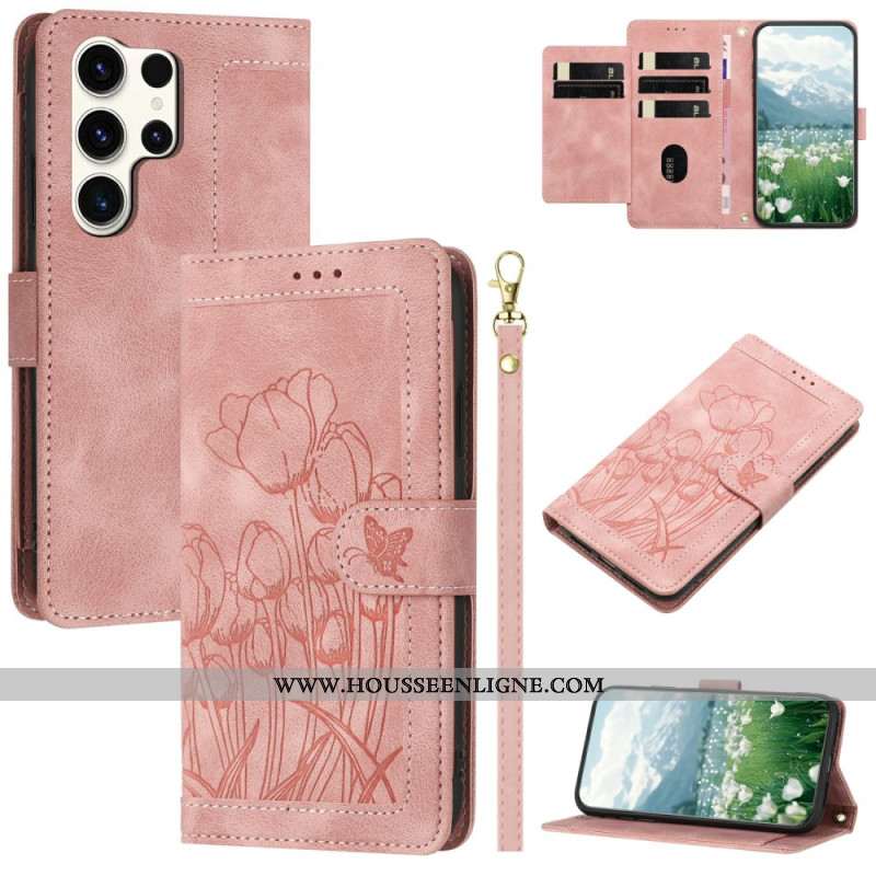 Housse Samsung Galaxy S25 Ultra 5G Effet Cuir Floral