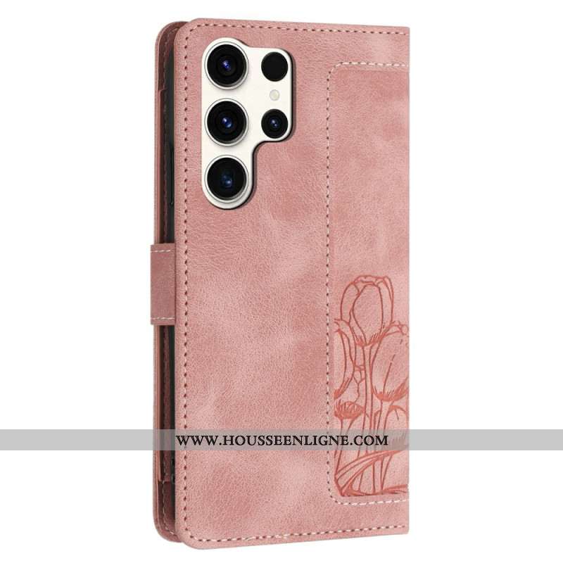 Housse Samsung Galaxy S25 Ultra 5G Effet Cuir Floral