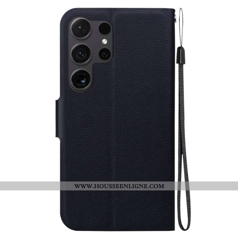 Housse Samsung Galaxy S25 Ultra 5G Effet Cuir Uni avec Lanière