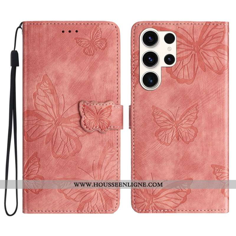 Housse Samsung Galaxy S25 Ultra 5G Effet Daim Papillons