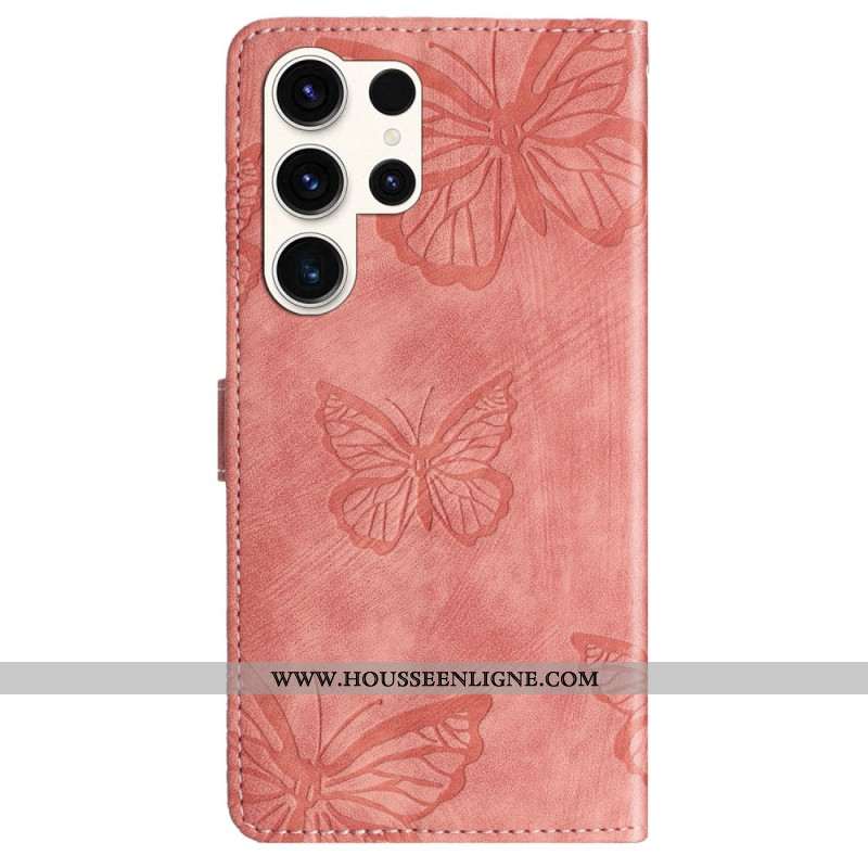Housse Samsung Galaxy S25 Ultra 5G Effet Daim Papillons