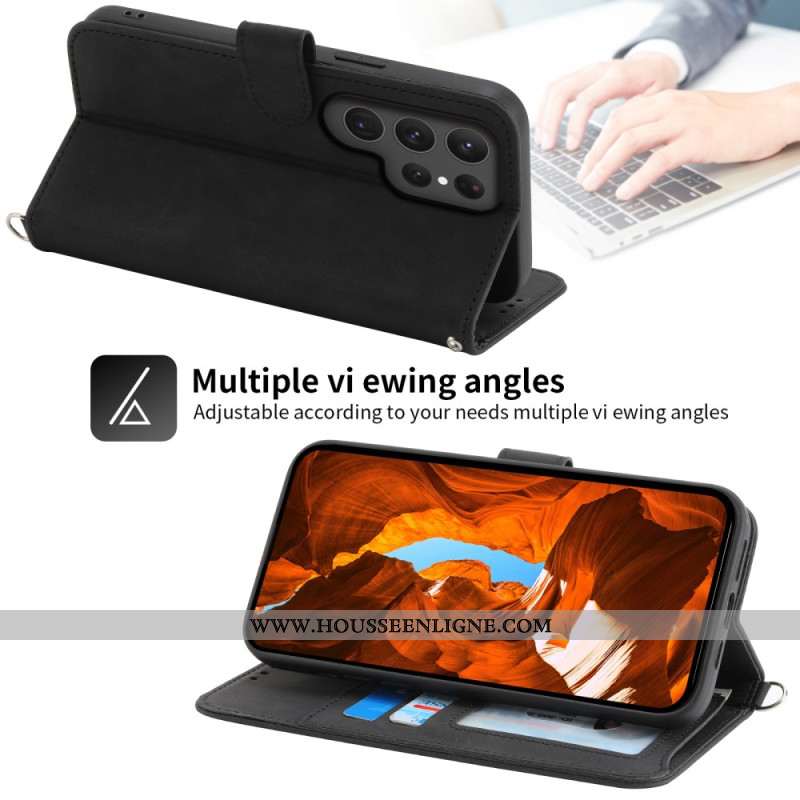 Housse Samsung Galaxy S25 Ultra 5G Motif Floral et Sangles