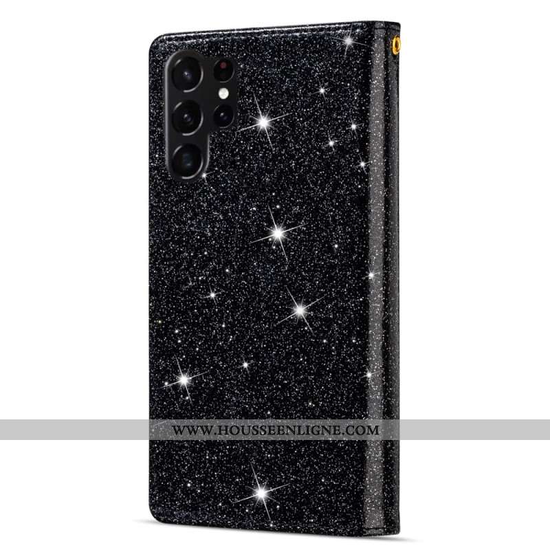 Housse Samsung Galaxy S25 Ultra 5G Paillettes Fermoir Argenté