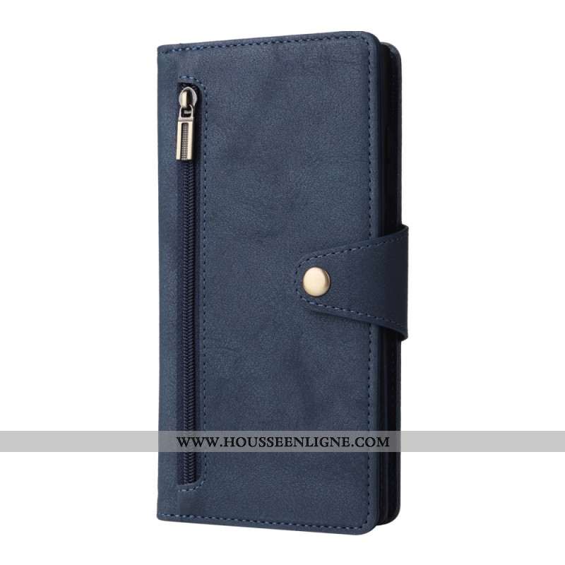 Housse Samsung Galaxy S25 Ultra 5G Portefeuille Effet Daim avec Lanière